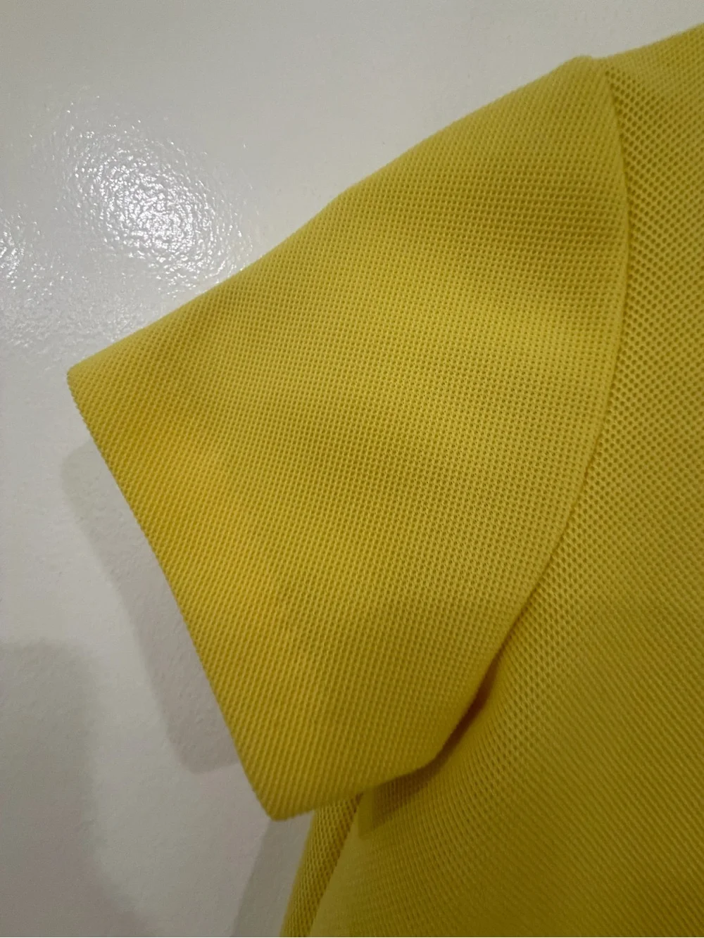 Lacoste Yellow Short Sleeve Knit Tunic with Ribbed Mock Neck